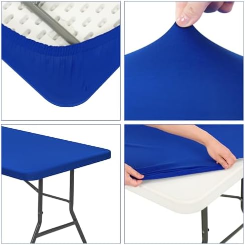 6 Pack Stretch Table Top Cap Cover, Royal Blue, 30" x 72" - Image 6