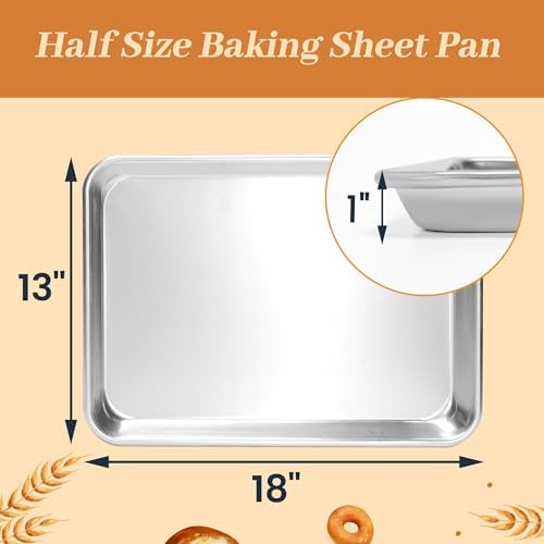 12 Pack Half Size Aluminum Baking Sheet Pans, 18"x13" | NSF, commercial cookie sheets, rolled rim baking pan, for roasting, freezer, bakery, oven safe up to 500℉ - Image 2
