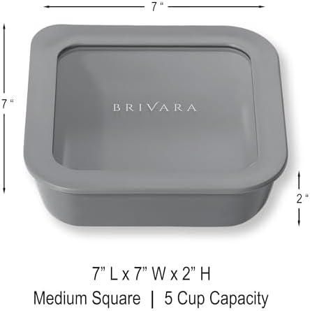 Glass Food Storage Container with Lid, 5-Cup Medium Square | Microwave-Safe Airtight Lid, Oven-Safe Ceramic-Coated Glass | Zero Plastic, No PFAS/PFOA/BPA, Reusable [Smoke] - Image 2