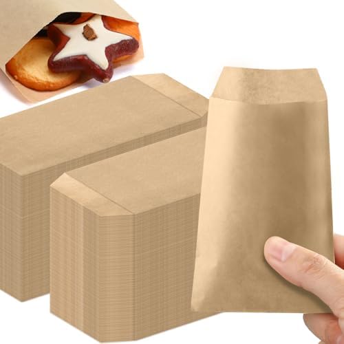 Outus 1400 Pcs Mini Flat Kraft Paper Bags Natural Treat Popcorn Party Favor Silverware Envelope Merchandise Bags for Cookies Desserts Snacks Sandwiches Chocolate Candy (4 x 6 Inch) by Outus