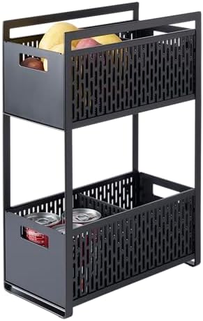 YAMAZAKI Home 2-Tier Storage Basket, Under-Sink Storage, ABS Plastic, Black by Unknown