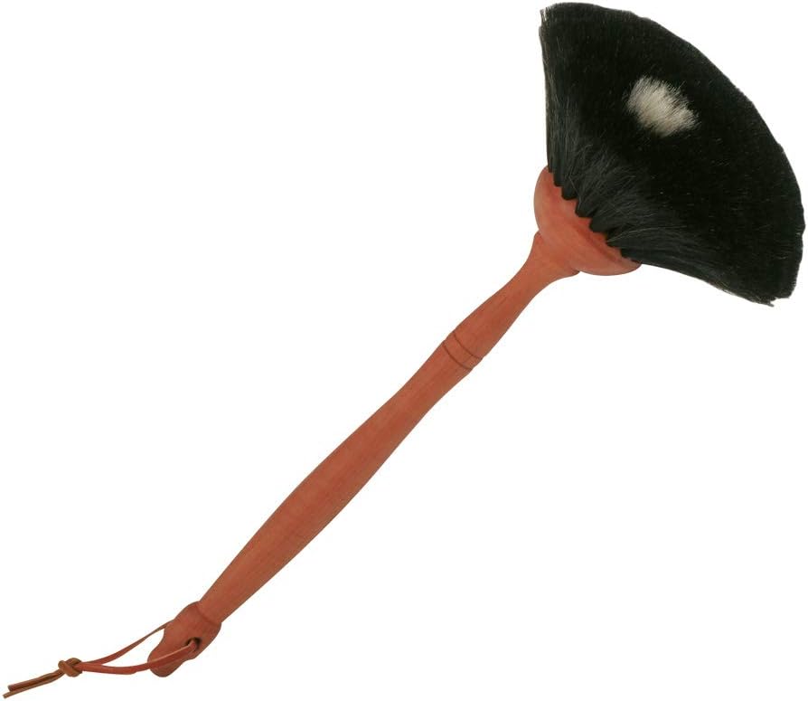 REDECKER Dust Brush with Goat Hair Bristles and Oiled Pearwood Handle, 13-3/8-Inches, Black with White Dot Goat Hair Dusters - Goat Hair Dusting Brush - Wood Duster Brush