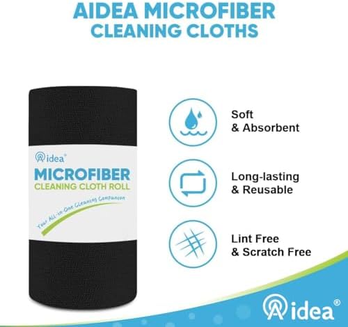 AIDEA Microfiber Cleaning Cloth 165 Sheets 3 Roll, Black Paper Towels 11×9" - Image 3