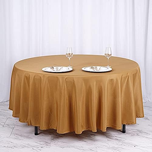 Balsa Circle 10 pcs 108 inch Gold Round Washable Polyester Easy-Care Tablecloth for Indoor and Outdoor Bridal Shower Wedding Table Buffet Table Parties Events Kitchen Dining - Image 2