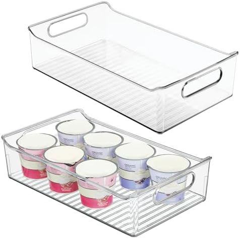 iDesign Plastic Pantry Storage Organizer Bin, Set of 2, Clear | With Handles by iDesign