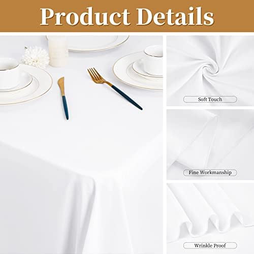 12 Pack Rectangle Tablecloth 90 x 156 inch White Polyester Table Cloth for 8 Feet Tables,Washable Fabric Stain and Wrinkle Resistant Table Cover Table Clothes for Wedding Parties Banquet Kitchen - Image 4