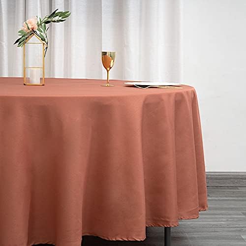 BalsaCircle 10 pcs 108 inch Terracotta Round Washable Polyester Easy-Care Tablecloth for Indoor and Outdoor Bridal Shower Wedding Events Kitchen Dining - Image 4