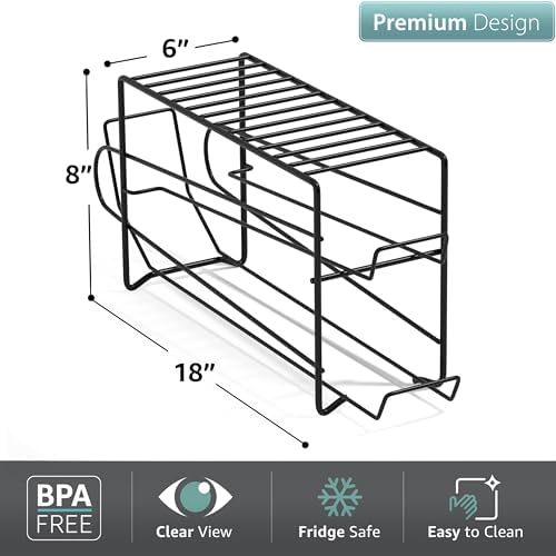 Sorbus Soda Can Dispenser Rack for Fridge, Holds 12 Cans (1 Pack, Black) | Dispensing organizer keeps standard 12-ounce drinks accessible in refrigerator and pantry cabinets for easy restocking. - Image 2