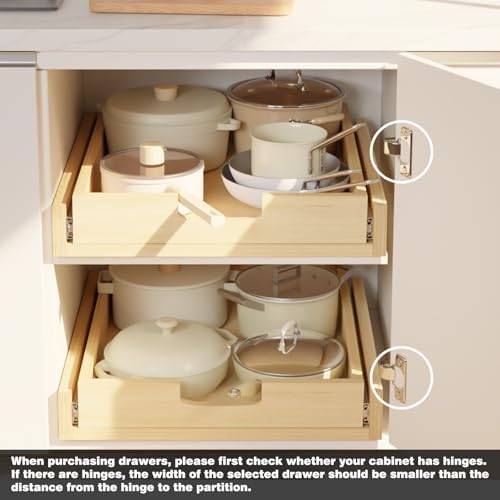 Pull Out Cabinet Organizer, 11''W×21''D Sliding Drawers for Cabinets, Soft Close Slide Out Wooden Pull out Drawers, Base Cabinet Organization for Kitchen, Pantry, Bathroom - Image 5