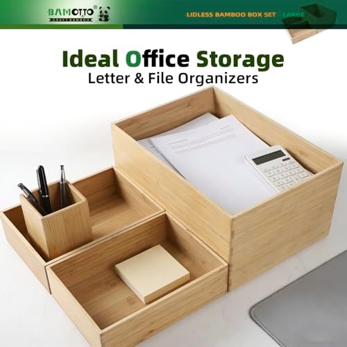BAMOTTO CRAFTBAMBOO 3-Piece Bamboo Storage Box Set Stackable Organizer - Image 5