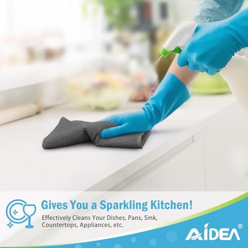 AIDEA Gray Microfiber Cleaning Cloth-100PK, Cleaning Rags 12"x12" Absorbent - Image 5