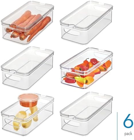 iDesign Stackable Fridge Organizer Bins with Lids for Fresh Produce - Set of 6 - Clear - Image 2