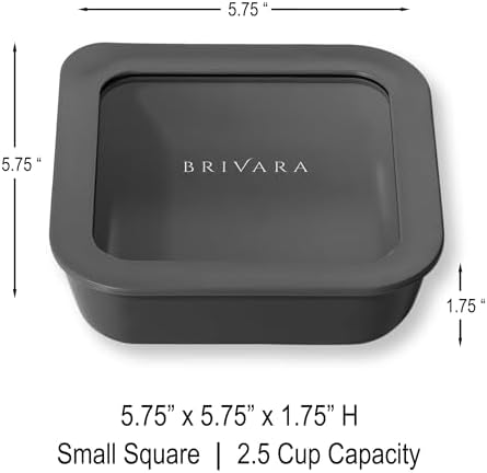 Glass Food Storage Container with Lid, 2.5-Cup Small Square | Microwave-Safe Airtight Lid, Oven-Safe Ceramic-Coated Glass | Zero Plastic, No PFAS/PFOA/BPA, Reusable [Onyx] - Image 2