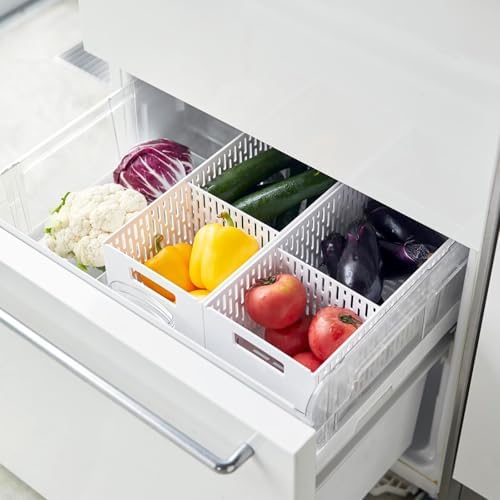 Tyenaza Plastic Storage Basket Divider 3 Compartments Space Saving Food Storage Bins for Fruit, Vegetables, Snacks (12 x 15 x 32 cm) - Image 5