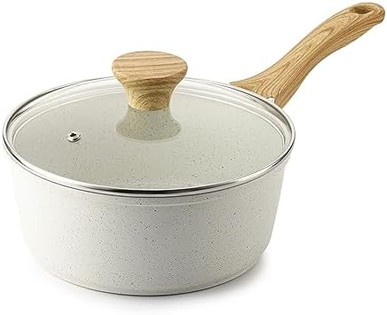 SENSARTE 2QT Ceramic Nonstick Saucepan with Lid, PTFE/PFAS/PFOS Free by SENSARTE