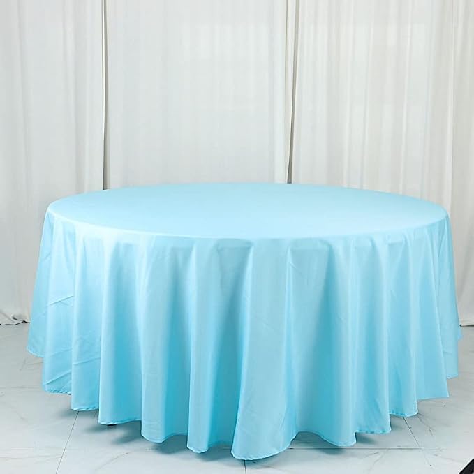 BalsaCircle 6 pcs 108 inch Blue Round Polyester Tablecloths Fabric Table Cover Linens for Wedding Party Banquet Reception Events Kitchen Dining - Image 2