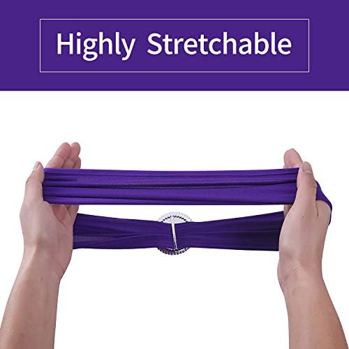 Peomeise 25pcs Purple Spandex Chair Sashes with Buckle Slider for Wedding, Party Decoration - Image 6