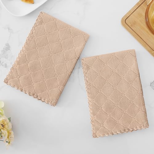 Homaxy 12 Pack Super Soft Absorbent Dish Cloths, 13" x 19", Tan - Image 6