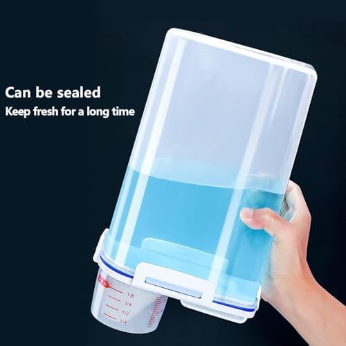 5.5 Lbs Rice Airtight Dry Food Storage Container Set of 4, Rice Storage Bin Cereal Containers Dispenser, Thicken Plastic Clear Food Storage Box with Pouring Spout, Measring Cup for Grain, Flour Snacks | BPA Free, Airtight Lid, with Pouring Spout, Clear... - Image 2
