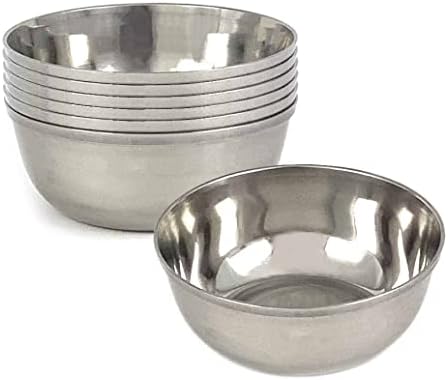 Tredoni 6 Prep & Condiment 4.3" / Serving Bowls (4.3 inch, 10 oz, 6 pcs) | Mirror Polished Fine Thickened Stainless Steel Small Mixing Bowls for Dips, Ingredients, Sides, Snacks, Desserts & Appetizers by Tredoni