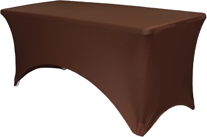 YOUR CHAIR COVERS Rectangular Spandex Table Covers 6ft Fitted Tablecloth Wedding Event Patio Decorations Elastic Fabric Stretch Tables Cover for 6 ft Folding Table (Chocolate Brown) by YourChairCovers