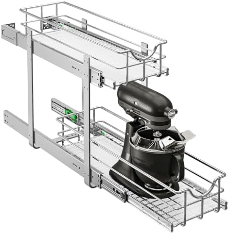 WelFurGeer 2-Tier Kitchen Cabinet Pullout Shelf and Drawer Organizer, Soft Close Pantry Pull Out Shelves, Heavy Duty Pull Out Cabinet Organizer with Shelf Liner for Kitchen Cabinets, Pantry Storage by WelFurGeer