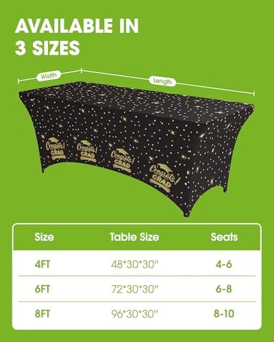 Pureegg Graduation 2026 Spandex Tablecloth 6ft 2 Pack Black - Image 5