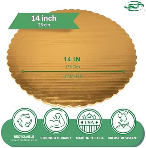 Southern Champion Tray 1630 14" Sturdy Corrugated Double Wall Cake Circle, Greaseproof, Gold Metallic (Case of 50) - Image 2