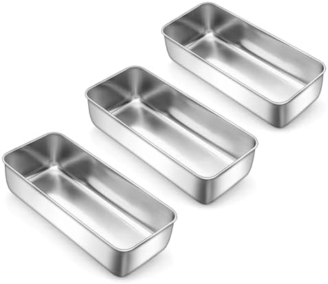 LIANYU 3 Pack 12 x 5 Inch Large Loaf Pans, Bread Pan Sets for Baking | Stainless Steel Deep Meatloaf Pans for Homemade Bread, Cakes, Sandwich, Solid & Durable, Dishwasher Safe by LIANYU