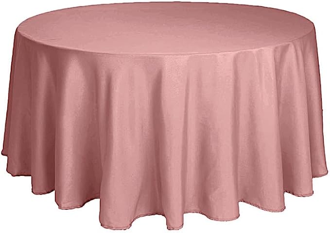 Balsa Circle 10 pcs 108 inch Dusty Rose Round Washable Polyester Easy-Care Tablecloth for Indoor and Outdoor Bridal Shower Wedding Table Buffet Table Parties Events Kitchen Dining by BalsaCircle