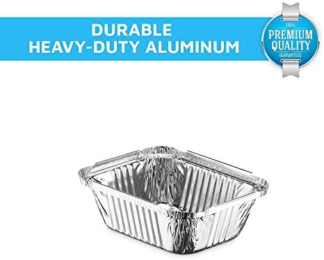 MontoPack Disposable Takeout Pans with Clear Lids | 1lb Capacity Aluminum Foil Food Containers with Strong Seal for Freshness & Spill Resistance | Eco-Friendly & Recyclable | 50-Pack of 5x4” Drip Pan - Image 7