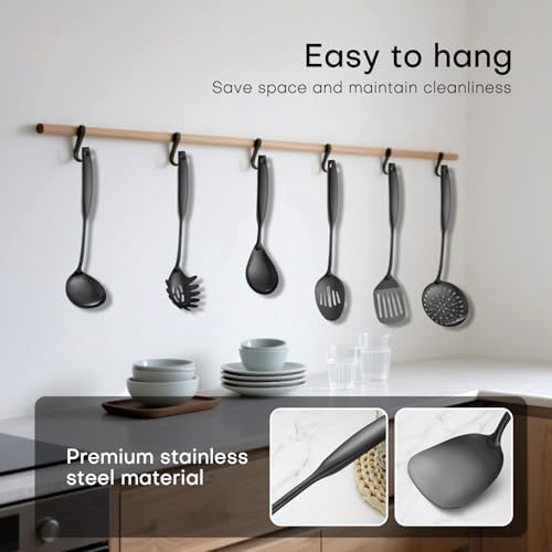 Lazycorner Kitchen Utensil Set 9-Piece Stainless Steel 304 Polished Mirror Finish Cooking Spoons, Slotted Spoon, Turner, Spatula, Pasta Spoon– Dishwasher Safe, Rust-Resistant - Image 7