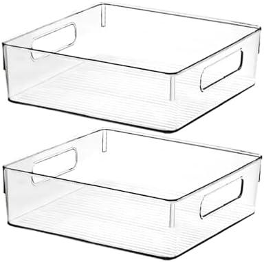 Clear Plastic Storage Bins, Pantry Organizers and Storage or Kitchen Organization and Storage Containers Bins for Organizing, Fridge, Freezer, Bathroom, Pantries, Refrigerator, Cabinet Organizer Bin by ShelfShaper