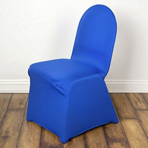 Tableclothsfactory 50pcs Royal Blue Stretchy Spandex Fitted Banquet Chair Cover Dinning Event Slipcover for Wedding Party Banquet Catering by TABLECLOTHSFACTORY