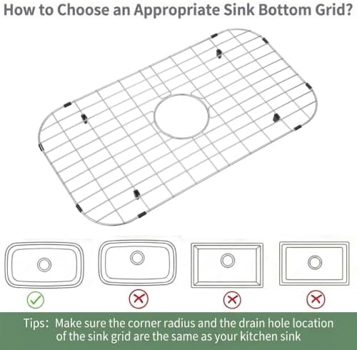 Kitchen Sink Grid,24 3/16" X 12 11/16" Sink Protectors for Kitchen Sink,Stainless Steel Sink Grate with Center Drain - Image 7