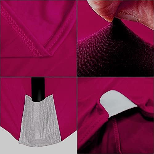MDS® Pack of 15 Spandex Tablecloth 8FT Tight Fitted Stretch Table Cover – Washable Wrinkle-Free Reusable Elastic Patio Tablecloth for Wedding, Party, Banquet, Trade Show, Event Décor - Magenta - Image 3