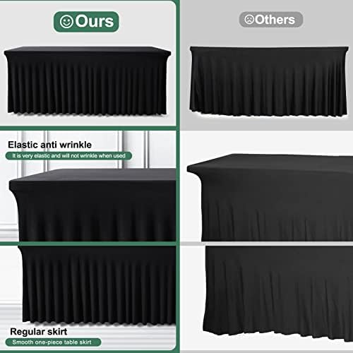 BDDC One-Piece Spandex Black Table Cloth Skirt for 4FT Rectangle Tables - Image 4