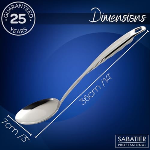 Sabatier Professional Large Metal Serving Spoon - Mirror Polished Stainless Steel Cooking Spoon Presenting Mash, Salads & Desserts. Strong Construction. 5 Year Guarantee, Dishwasher Safe - Image 5