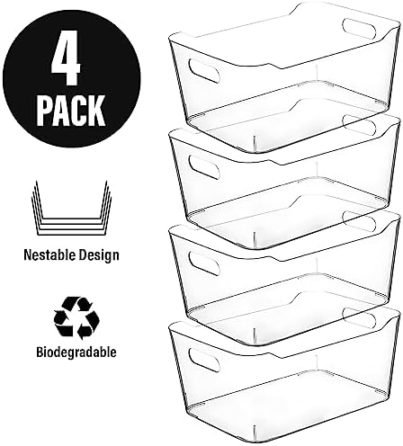 Clear Plastic Storage Bins for Kitchen Organization or Pantry Organizers and Storage, Freezer Fridge Organizer Storage Containers Bin for Organizing Refrigerator Medicine Closet Cabinet Organizers - Image 5