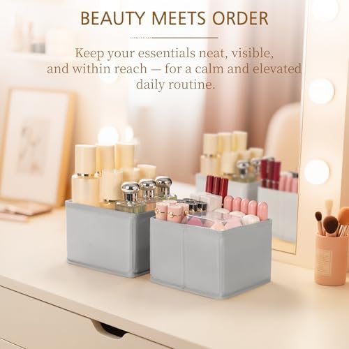 Criusia 15 Pack Drawer Organizer for Clothes, Foldable Dresser Dividers with 3 Sizes, Fabric Storage Bins – Gray - Image 5