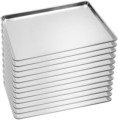 12 Pack Full Size Aluminum Baking Sheet Pans, 26"x18" | NSF, commercial cookie sheets, rolled rim baking pan, for roasting, freezer, bakery, oven safe up to 500℉ by STEELUS