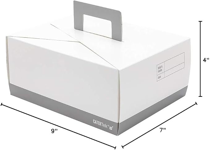 Restaurantware-Cater Tek 9 x 7 x 4 Inch Take Out Containers, 100 Deep Food Boxes - With Handle, Grease-Resistant, White and Gray Paper To Go Boxes, For Meals, Treats, Goodies, or Party Favors - Image 4