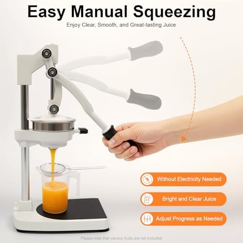 Cast Iron Juicer, Manual Juicer Hand Press Heavy Duty with Stable Base, Commercial Citrus Press for Orange Lemon Lime Grapefruit Pomegranate, Easy to Clean(Filter Bags & Cup) - Image 4