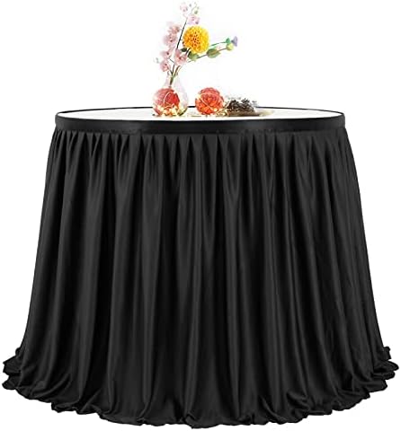 PARTISKY Black Polyester Table Skirt for Rectangle Tables 8ft, Wrinkle Resistant Pleated Ruffle Table Cloth for Banquet Wedding Trade Baby Shower Display Gift Dining Table - Image 6