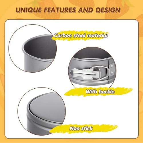 Sunnyray 8 Pcs 4 Inch Springform Pans Mini Cheesecake, Grey | Removable Bottom Leakproof, Ideal for Cheesecakes Pizza Quiche Tarts, Nonstick Spring Form Baking Easy Release Round Molds - Image 3