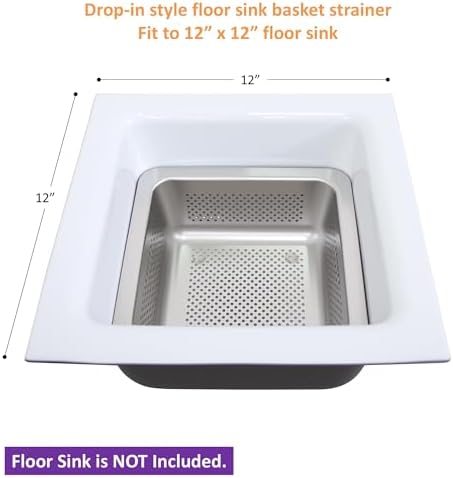 GSW Stainless Steel Floor Sink Drain Strainer Drop-in Basket 8-5/8W x 8-5/8”L x 3”H - Perfect for Restaurant, Bar, Buffet (Drop-in SS x 4) - Image 4
