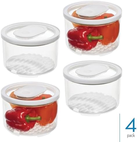 iDesign Round Fridge Produce Bin with Removable Drainage Tray and Lid - Set of 4 - Clear - Image 2