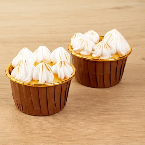 Panificio 3.5 Ounce Baking Cups, 500 Greaseproof Foil Cups - Lids Sold Separately, Oven-Ready, Brown Foil Paper Muffin Liners, Microwavable, Disposable - Restaurantware - Image 3