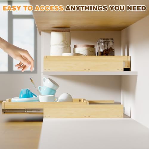 Pullout Cabinet Organizer, 14''W×21''D×3''H Slide Out Shelves for Kitchen Cabinets, Pull out Drawers for Kitchen Cabinets, Pantry, Bathroom, & Storage Organization - Image 5