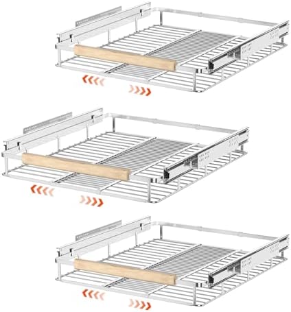 SANNO Pull Out Cabinet Organizer, Sliding Shelf, Pots and Pans Organizer, Expandable Shelf Drawer, Width 12.118.4" by SANNO